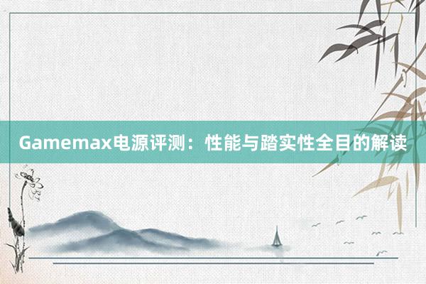 Gamemax电源评测：性能与踏实性全目的解读